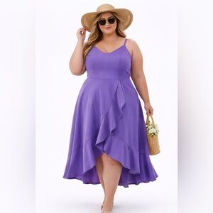 Dresstells Purple High Low Midi Dress, Size 3X - NWT